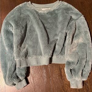 Turquoise Long Fuzzy Sweater Girls Large (10/12) (0062)